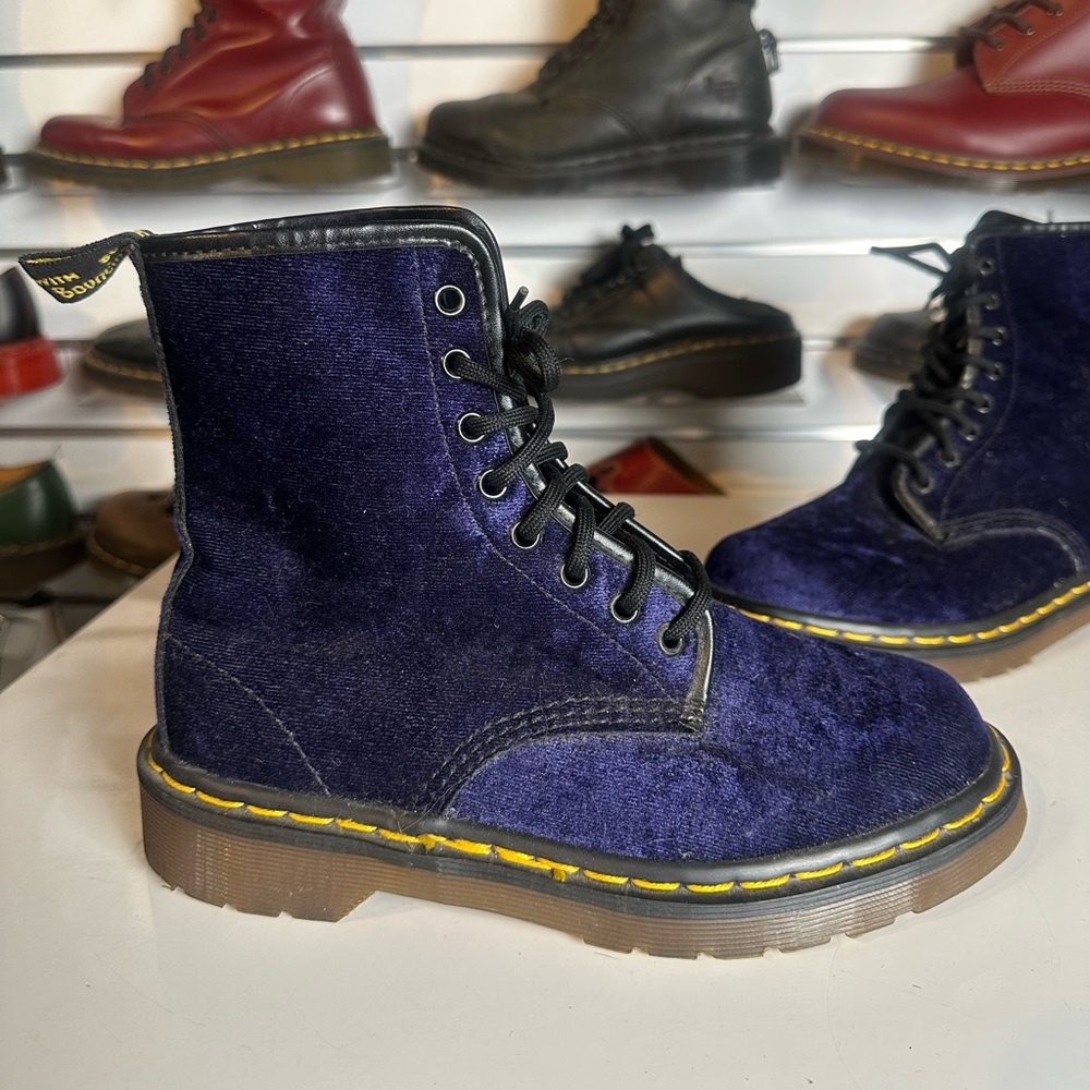 Dr. Martens Incredibly RARE Vintage Deep Purple Velvet Boots